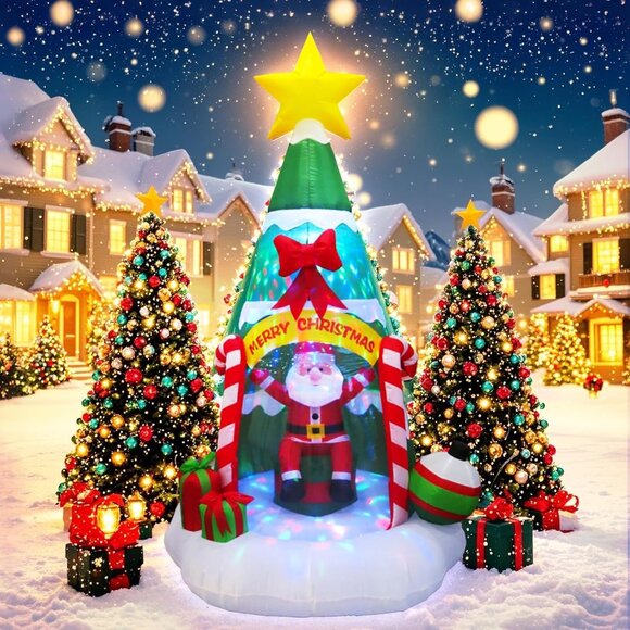 ⚡7 FT Christmas Inflatable Tree Santa and Gift Boxes Blow Up Outdoor Decoration - Picture 3 of 7